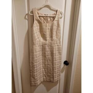 Banana Republic Ivory Dress With Gold Colored Thread, Sleeveless, Size 12